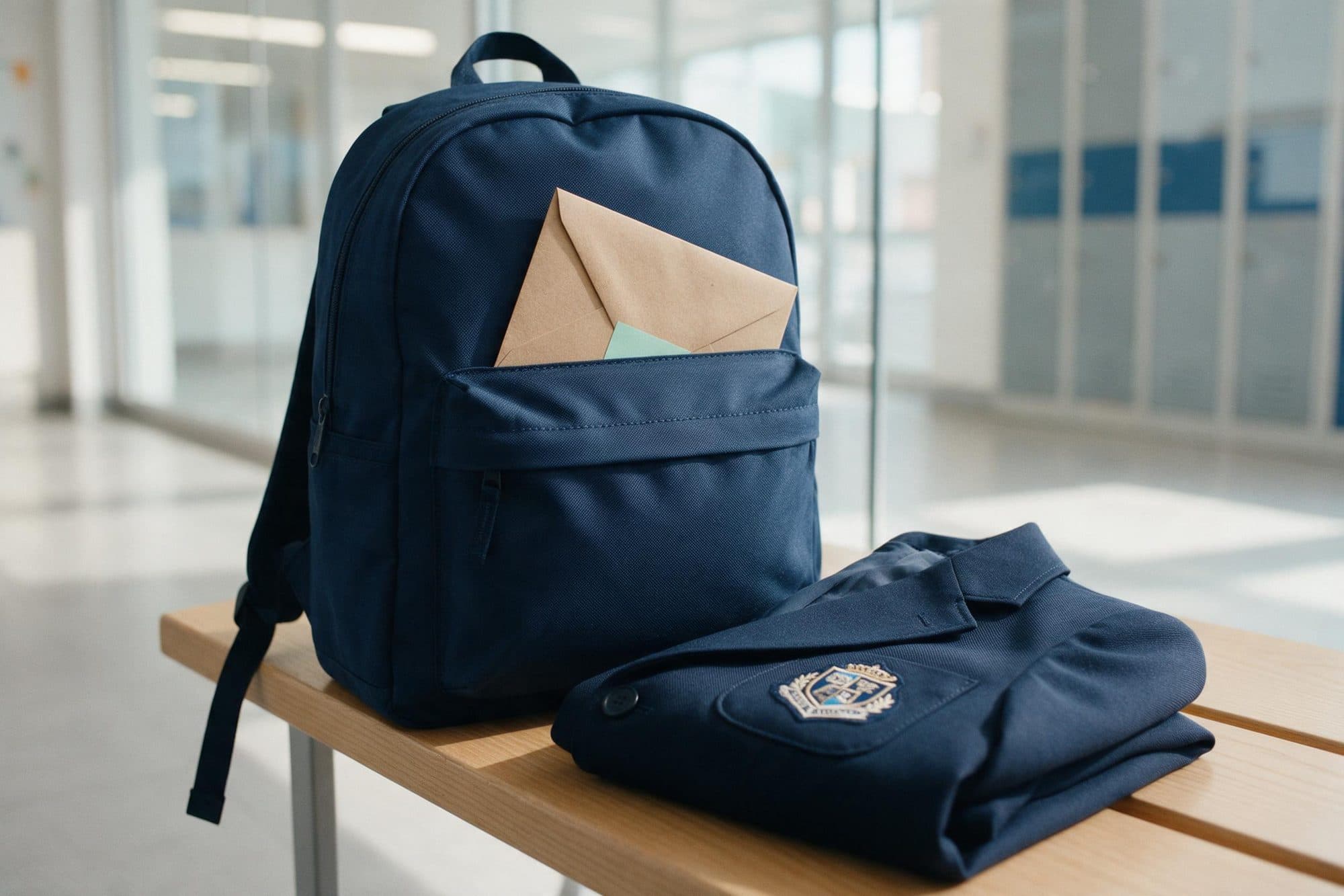 El fólder PhotoDay dentro de la mochila, listo para irse a casa